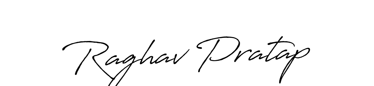 How to make Raghav Pratap name signature. Use Antro_Vectra_Bolder style for creating short signs online. This is the latest handwritten sign. Raghav Pratap signature style 7 images and pictures png