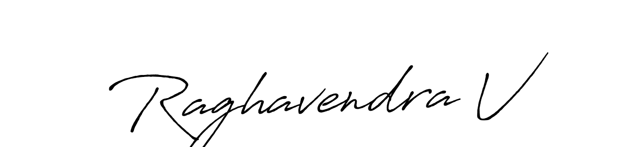 Make a beautiful signature design for name Raghavendra V. With this signature (Antro_Vectra_Bolder) style, you can create a handwritten signature for free. Raghavendra V signature style 7 images and pictures png