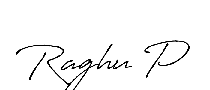 Make a beautiful signature design for name Raghu P. With this signature (Antro_Vectra_Bolder) style, you can create a handwritten signature for free. Raghu P signature style 7 images and pictures png
