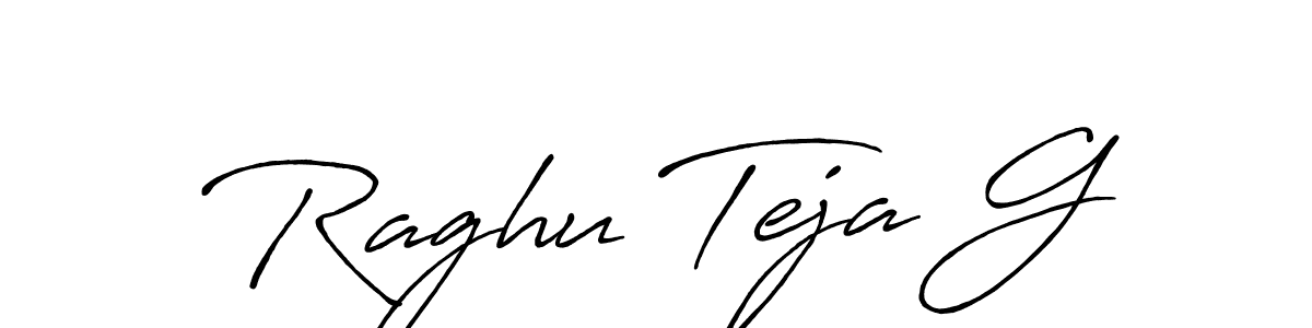 Create a beautiful signature design for name Raghu Teja G. With this signature (Antro_Vectra_Bolder) fonts, you can make a handwritten signature for free. Raghu Teja G signature style 7 images and pictures png