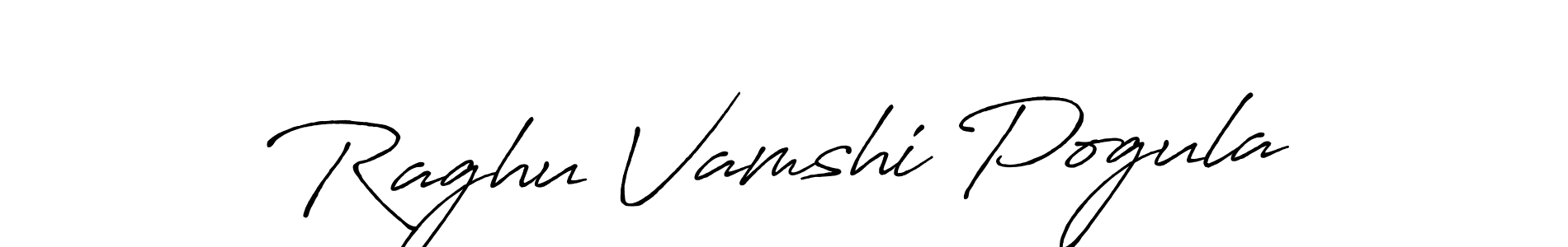 Make a beautiful signature design for name Raghu Vamshi Pogula. With this signature (Antro_Vectra_Bolder) style, you can create a handwritten signature for free. Raghu Vamshi Pogula signature style 7 images and pictures png