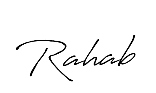 Use a signature maker to create a handwritten signature online. With this signature software, you can design (Antro_Vectra_Bolder) your own signature for name Rahab. Rahab signature style 7 images and pictures png