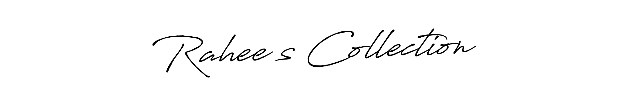 Similarly Antro_Vectra_Bolder is the best handwritten signature design. Signature creator online .You can use it as an online autograph creator for name Rahee’s Collection. Rahee’s Collection signature style 7 images and pictures png