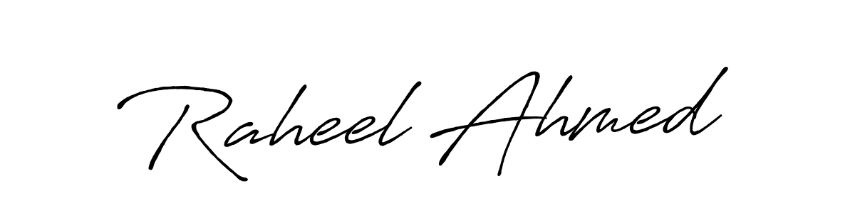 Raheel Ahmed stylish signature style. Best Handwritten Sign (Antro_Vectra_Bolder) for my name. Handwritten Signature Collection Ideas for my name Raheel Ahmed. Raheel Ahmed signature style 7 images and pictures png