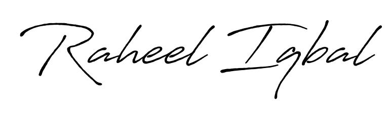 Make your name Raheel Iqbal memorable on every contract using Antro_Vectra_Bolder autograph style. Instant transparent background export available. Raheel Iqbal signature style 7 images and pictures png