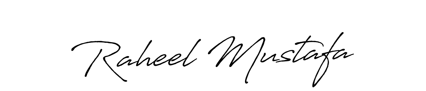 How to make Raheel Mustafa name signature. Use Antro_Vectra_Bolder style for creating short signs online. This is the latest handwritten sign. Raheel Mustafa signature style 7 images and pictures png