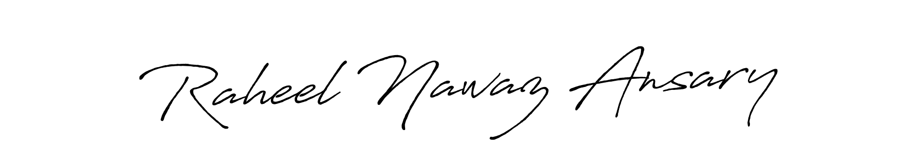 The best way (Antro_Vectra_Bolder) to make a short signature is to pick only two or three words in your name. The name Raheel Nawaz Ansary include a total of six letters. For converting this name. Raheel Nawaz Ansary signature style 7 images and pictures png