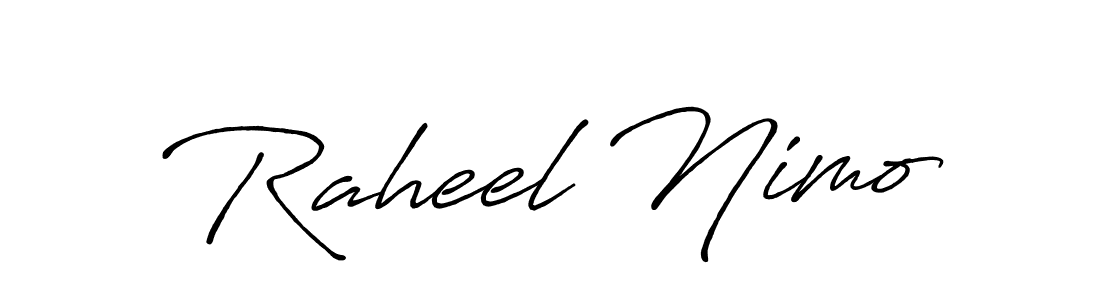 Also we have Raheel Nimo name is the best signature style. Create professional handwritten signature collection using Antro_Vectra_Bolder autograph style. Raheel Nimo signature style 7 images and pictures png