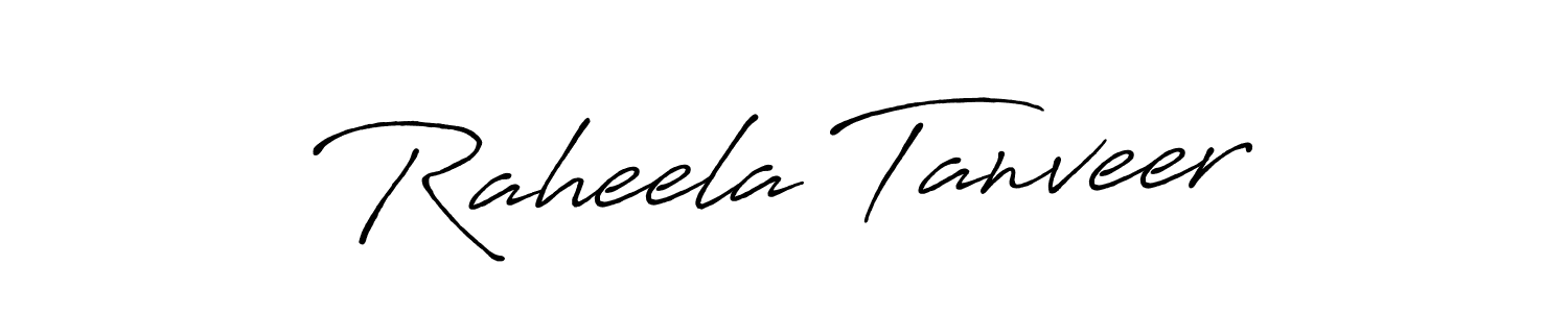 How to make Raheela Tanveer name signature. Use Antro_Vectra_Bolder style for creating short signs online. This is the latest handwritten sign. Raheela Tanveer signature style 7 images and pictures png