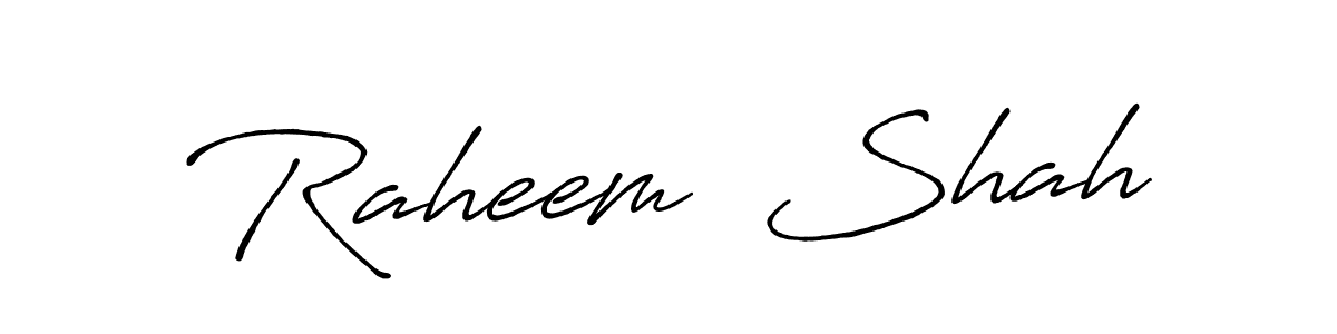 The best way (Antro_Vectra_Bolder) to make a short signature is to pick only two or three words in your name. The name Raheem  Shah include a total of six letters. For converting this name. Raheem  Shah signature style 7 images and pictures png