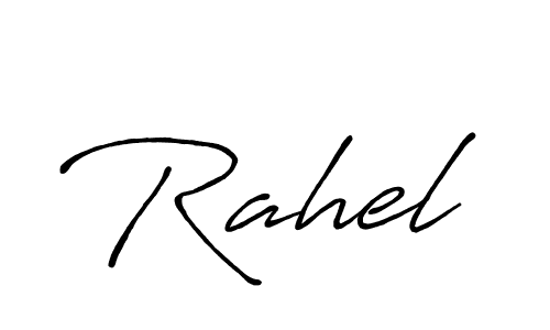 Use a signature maker to create a handwritten signature online. With this signature software, you can design (Antro_Vectra_Bolder) your own signature for name Rahel. Rahel signature style 7 images and pictures png