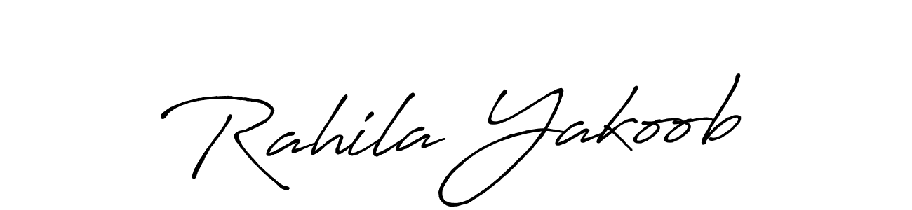 How to make Rahila Yakoob name signature. Use Antro_Vectra_Bolder style for creating short signs online. This is the latest handwritten sign. Rahila Yakoob signature style 7 images and pictures png