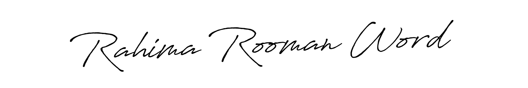 Antro_Vectra_Bolder is a professional signature style that is perfect for those who want to add a touch of class to their signature. It is also a great choice for those who want to make their signature more unique. Get Rahima Rooman Word name to fancy signature for free. Rahima Rooman Word signature style 7 images and pictures png
