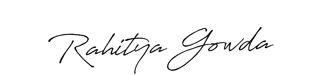 Antro_Vectra_Bolder is a professional signature style that is perfect for those who want to add a touch of class to their signature. It is also a great choice for those who want to make their signature more unique. Get Rahitya Gowda name to fancy signature for free. Rahitya Gowda signature style 7 images and pictures png