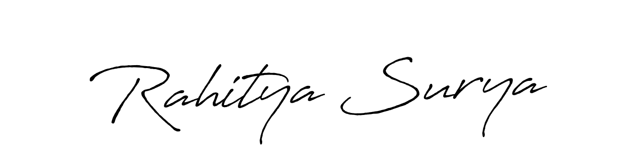 Create a beautiful signature design for name Rahitya Surya. With this signature (Antro_Vectra_Bolder) fonts, you can make a handwritten signature for free. Rahitya Surya signature style 7 images and pictures png