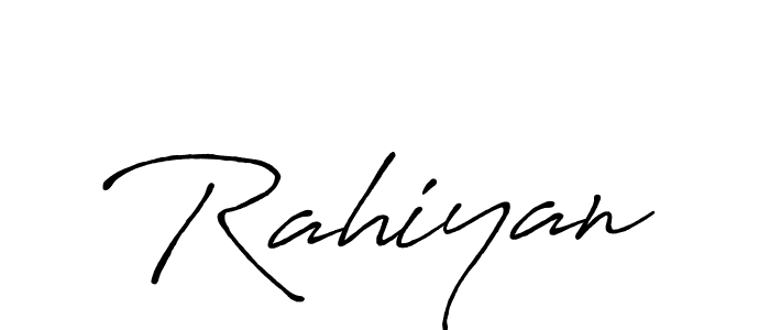 Use a signature maker to create a handwritten signature online. With this signature software, you can design (Antro_Vectra_Bolder) your own signature for name Rahiyan. Rahiyan signature style 7 images and pictures png