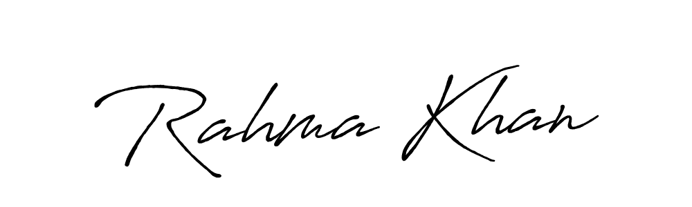 Antro_Vectra_Bolder is a professional signature style that is perfect for those who want to add a touch of class to their signature. It is also a great choice for those who want to make their signature more unique. Get Rahma Khan name to fancy signature for free. Rahma Khan signature style 7 images and pictures png