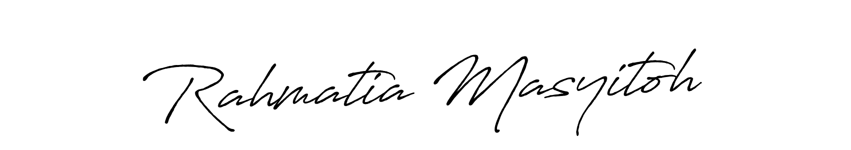 See photos of Rahmatia Masyitoh official signature by Spectra . Check more albums & portfolios. Read reviews & check more about Antro_Vectra_Bolder font. Rahmatia Masyitoh signature style 7 images and pictures png