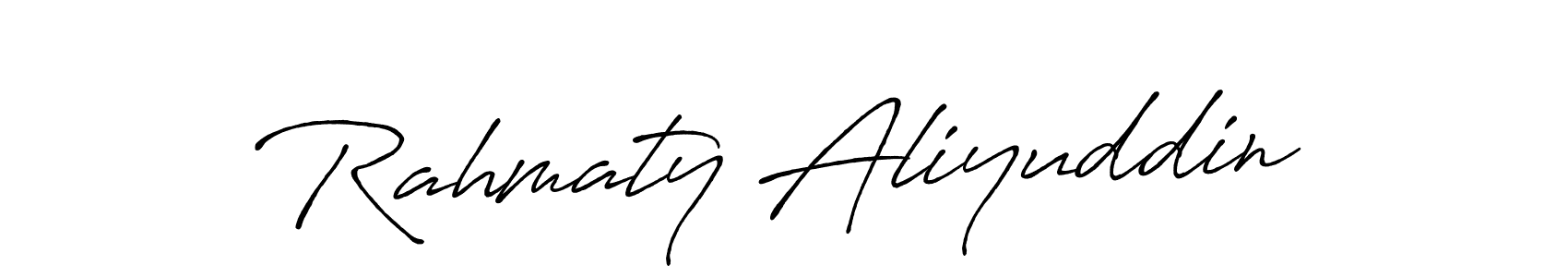 Antro_Vectra_Bolder is a professional signature style that is perfect for those who want to add a touch of class to their signature. It is also a great choice for those who want to make their signature more unique. Get Rahmaty Aliyuddin name to fancy signature for free. Rahmaty Aliyuddin signature style 7 images and pictures png