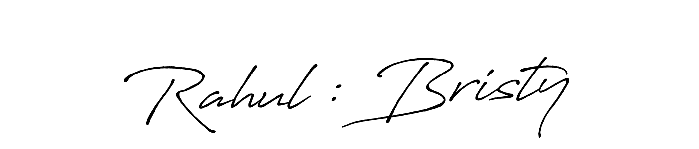 How to make Rahul : Bristy name signature. Use Antro_Vectra_Bolder style for creating short signs online. This is the latest handwritten sign. Rahul : Bristy signature style 7 images and pictures png