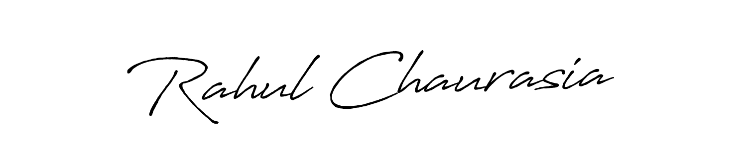 How to make Rahul Chaurasia name signature. Use Antro_Vectra_Bolder style for creating short signs online. This is the latest handwritten sign. Rahul Chaurasia signature style 7 images and pictures png