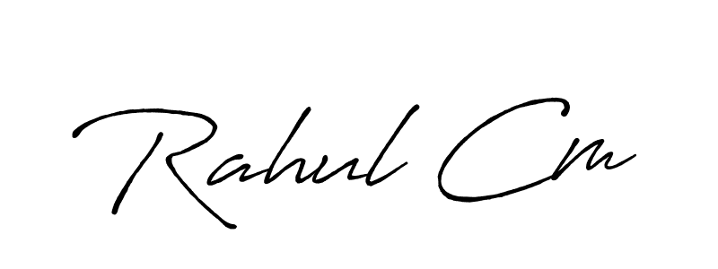 Use a signature maker to create a handwritten signature online. With this signature software, you can design (Antro_Vectra_Bolder) your own signature for name Rahul Cm. Rahul Cm signature style 7 images and pictures png