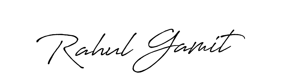 How to make Rahul Gamit name signature. Use Antro_Vectra_Bolder style for creating short signs online. This is the latest handwritten sign. Rahul Gamit signature style 7 images and pictures png