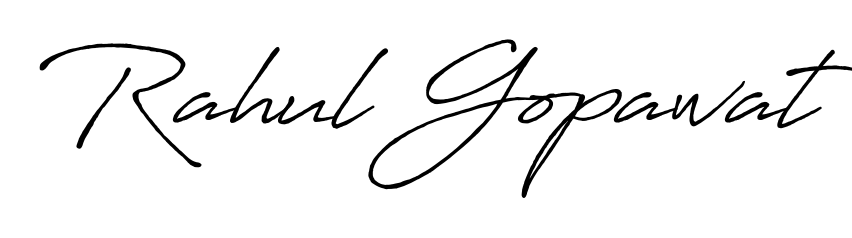 Looking for an artistic signature for Rahul Gopawat? The Antro_Vectra_Bolder calligraphy style gives a sophisticated flow suitable for business cards and emails. Rahul Gopawat signature style 7 images and pictures png