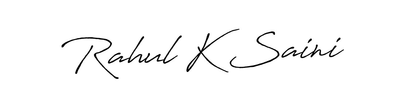 Antro_Vectra_Bolder is a professional signature style that is perfect for those who want to add a touch of class to their signature. It is also a great choice for those who want to make their signature more unique. Get Rahul K Saini name to fancy signature for free. Rahul K Saini signature style 7 images and pictures png