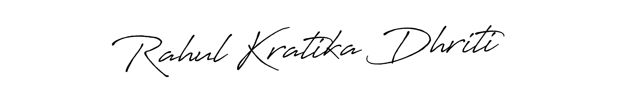 The best way (Antro_Vectra_Bolder) to make a short signature is to pick only two or three words in your name. The name Rahul Kratika Dhriti include a total of six letters. For converting this name. Rahul Kratika Dhriti signature style 7 images and pictures png