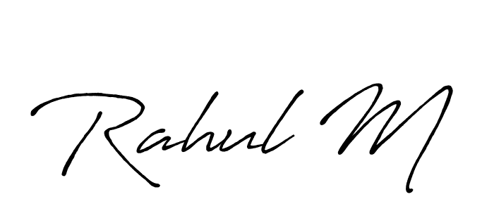 Make a beautiful signature design for name Rahul M. With this signature (Antro_Vectra_Bolder) style, you can create a handwritten signature for free. Rahul M signature style 7 images and pictures png