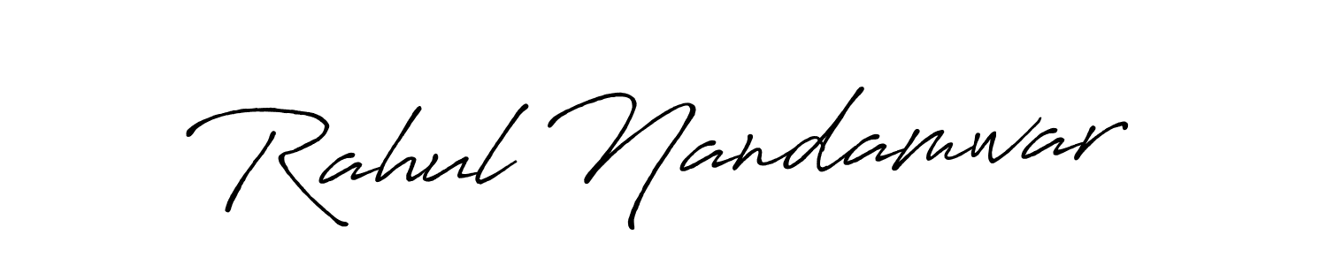 How to make Rahul Nandamwar name signature. Use Antro_Vectra_Bolder style for creating short signs online. This is the latest handwritten sign. Rahul Nandamwar signature style 7 images and pictures png