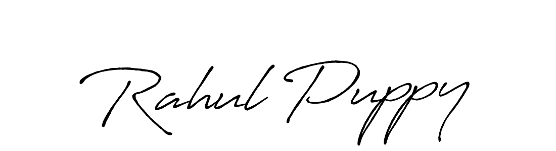 Also we have Rahul Puppy name is the best signature style. Create professional handwritten signature collection using Antro_Vectra_Bolder autograph style. Rahul Puppy signature style 7 images and pictures png