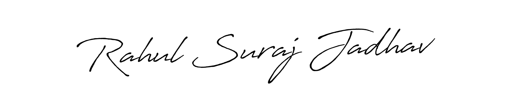 How to make Rahul Suraj Jadhav name signature. Use Antro_Vectra_Bolder style for creating short signs online. This is the latest handwritten sign. Rahul Suraj Jadhav signature style 7 images and pictures png