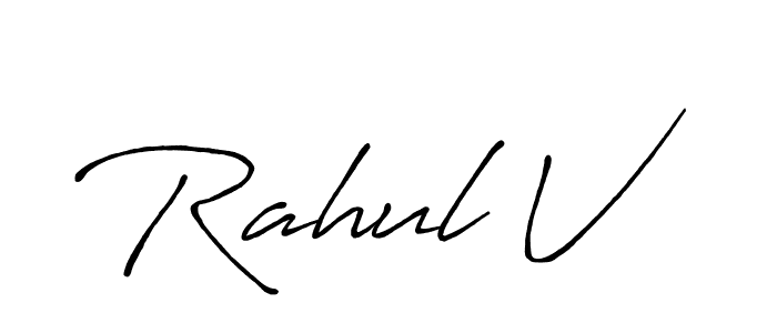 How to make Rahul V signature? Antro_Vectra_Bolder is a professional autograph style. Create handwritten signature for Rahul V name. Rahul V signature style 7 images and pictures png