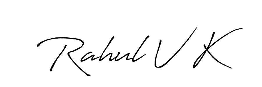 Create a beautiful signature design for name Rahul V K. With this signature (Antro_Vectra_Bolder) fonts, you can make a handwritten signature for free. Rahul V K signature style 7 images and pictures png