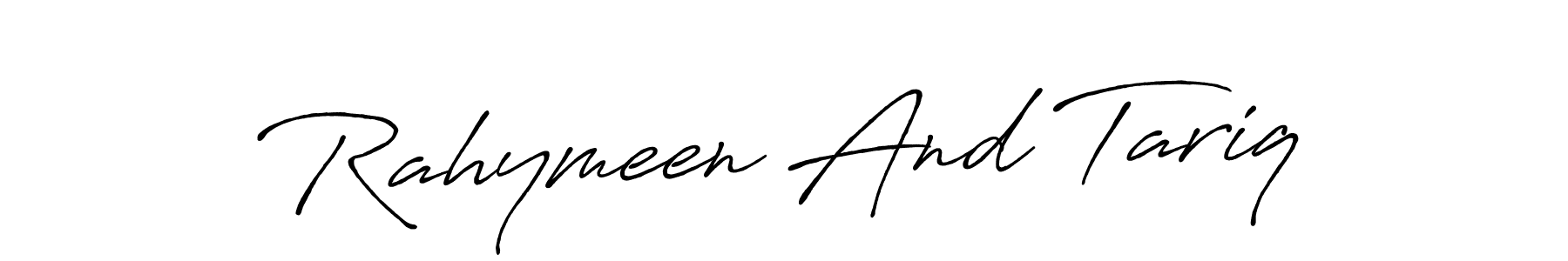 This is the best signature style for the Rahymeen And Tariq name. Also you like these signature font (Antro_Vectra_Bolder). Mix name signature. Rahymeen And Tariq signature style 7 images and pictures png