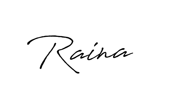 How to make Raina  name signature. Use Antro_Vectra_Bolder style for creating short signs online. This is the latest handwritten sign. Raina  signature style 7 images and pictures png