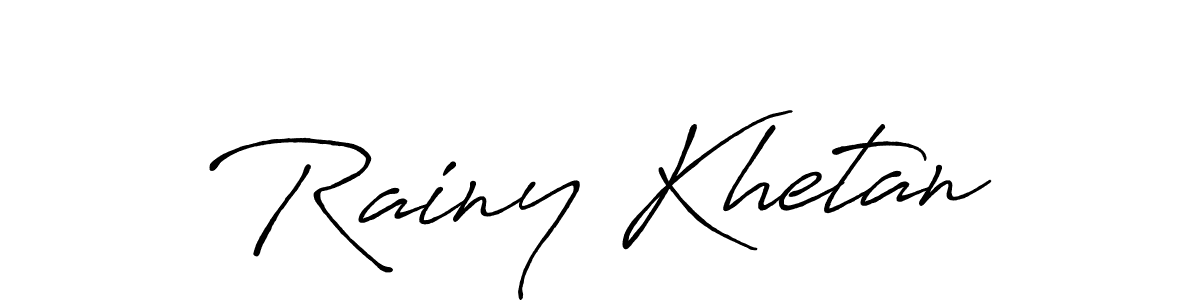 Create a beautiful signature design for name Rainy Khetan. With this signature (Antro_Vectra_Bolder) fonts, you can make a handwritten signature for free. Rainy Khetan signature style 7 images and pictures png