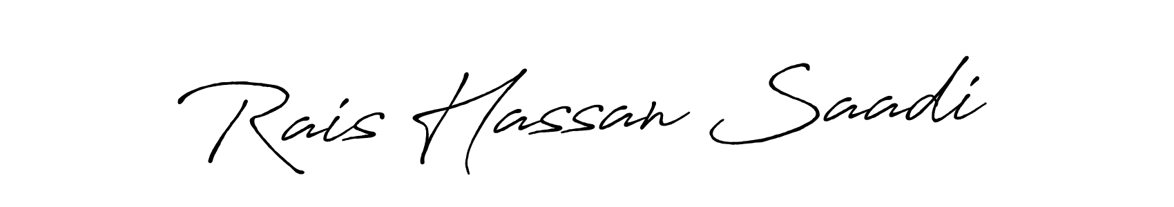 The best way (Antro_Vectra_Bolder) to make a short signature is to pick only two or three words in your name. The name Rais Hassan Saadi include a total of six letters. For converting this name. Rais Hassan Saadi signature style 7 images and pictures png