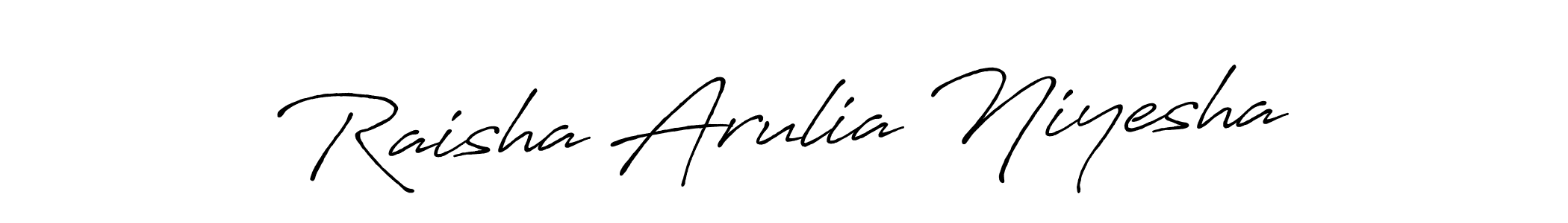 Create a beautiful signature design for name Raisha Arulia Niyesha. With this signature (Antro_Vectra_Bolder) fonts, you can make a handwritten signature for free. Raisha Arulia Niyesha signature style 7 images and pictures png