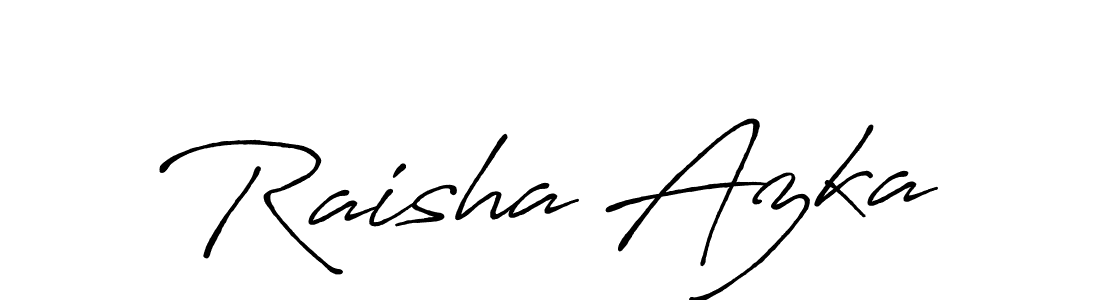 How to make Raisha Azka name signature. Use Antro_Vectra_Bolder style for creating short signs online. This is the latest handwritten sign. Raisha Azka signature style 7 images and pictures png