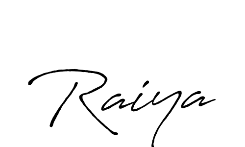 Make a beautiful signature design for name Raiya. With this signature (Antro_Vectra_Bolder) style, you can create a handwritten signature for free. Raiya signature style 7 images and pictures png