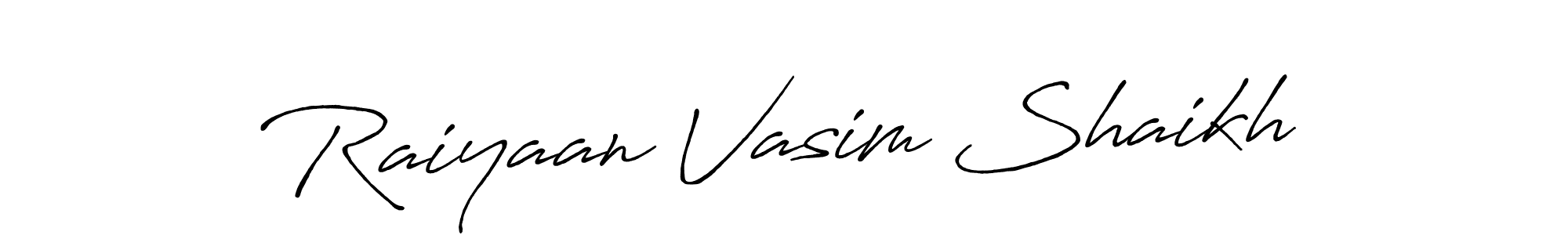 Create a beautiful signature design for name Raiyaan Vasim Shaikh. With this signature (Antro_Vectra_Bolder) fonts, you can make a handwritten signature for free. Raiyaan Vasim Shaikh signature style 7 images and pictures png