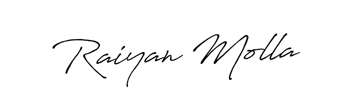 Design your own signature with our free online signature maker. With this signature software, you can create a handwritten (Antro_Vectra_Bolder) signature for name Raiyan Molla. Raiyan Molla signature style 7 images and pictures png
