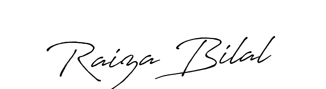 How to make Raiza Bilal name signature. Use Antro_Vectra_Bolder style for creating short signs online. This is the latest handwritten sign. Raiza Bilal signature style 7 images and pictures png