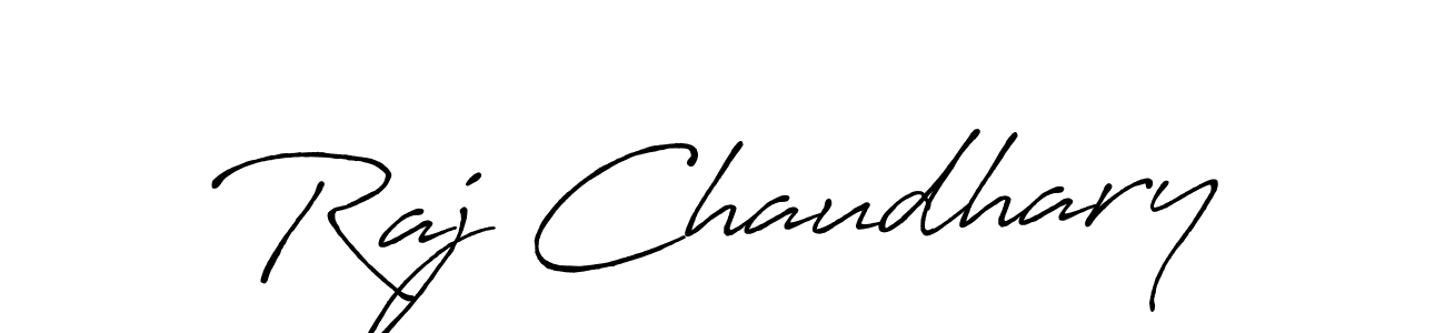 How to make Raj Chaudhary name signature. Use Antro_Vectra_Bolder style for creating short signs online. This is the latest handwritten sign. Raj Chaudhary signature style 7 images and pictures png