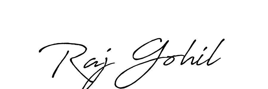 How to make Raj Gohil name signature. Use Antro_Vectra_Bolder style for creating short signs online. This is the latest handwritten sign. Raj Gohil signature style 7 images and pictures png