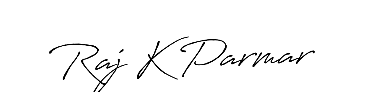 Make a beautiful signature design for name Raj K Parmar. With this signature (Antro_Vectra_Bolder) style, you can create a handwritten signature for free. Raj K Parmar signature style 7 images and pictures png