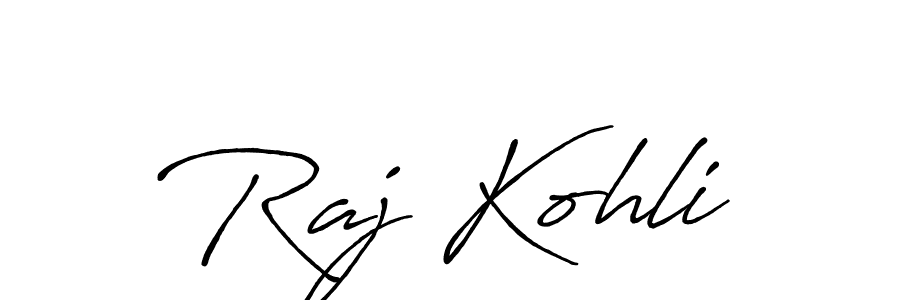 You should practise on your own different ways (Antro_Vectra_Bolder) to write your name (Raj Kohli) in signature. don't let someone else do it for you. Raj Kohli signature style 7 images and pictures png